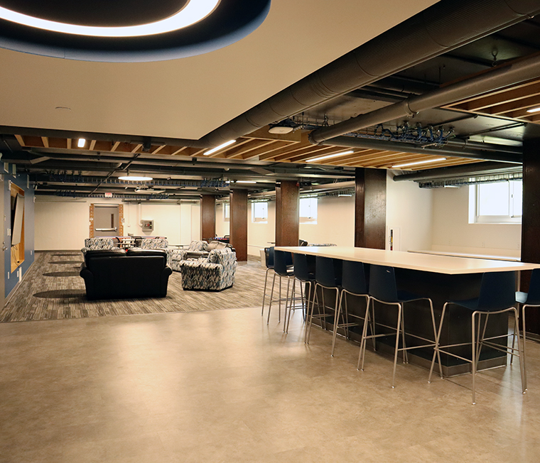 The rec room is located in the lower level.