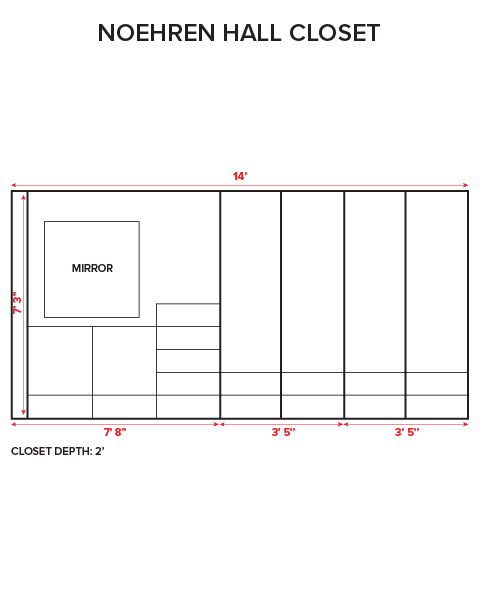 Noehren Hall Typical Room Closet Layout