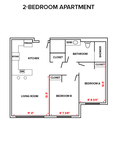 2 Bedroom Apartment Floor Plan