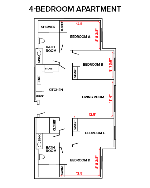 4 Bedroom Apartment Floor Plan