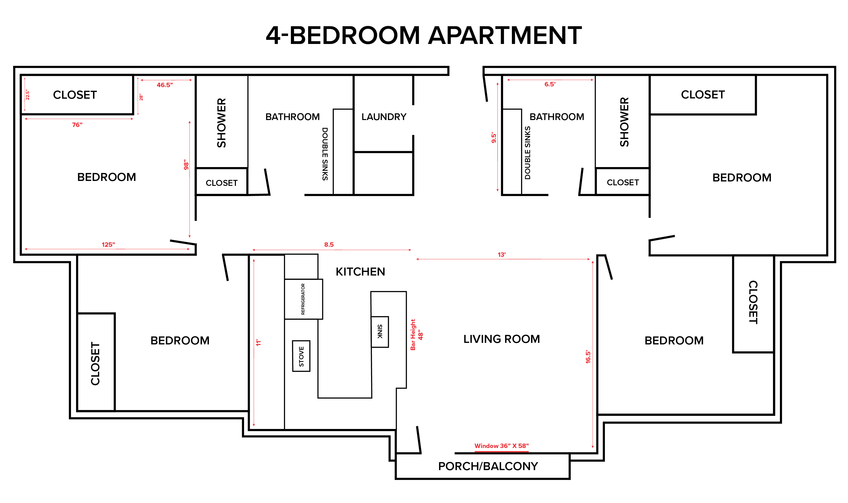 Trailside Apartments Dimensions