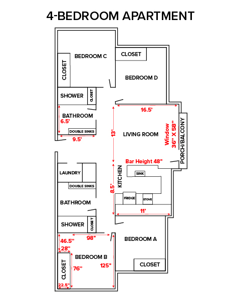 4 Bedroom Apartment Floor Plan