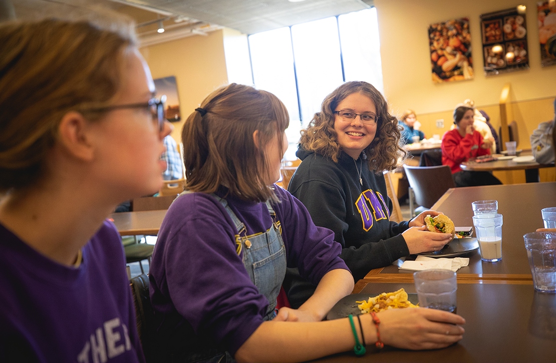 Students in dining center