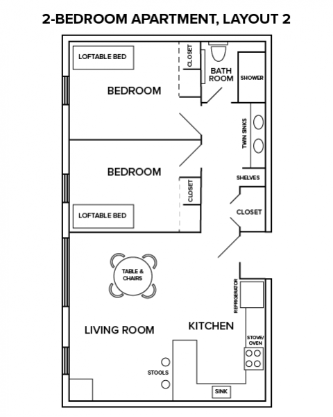 2-Bedroom Apartment, Layout 2